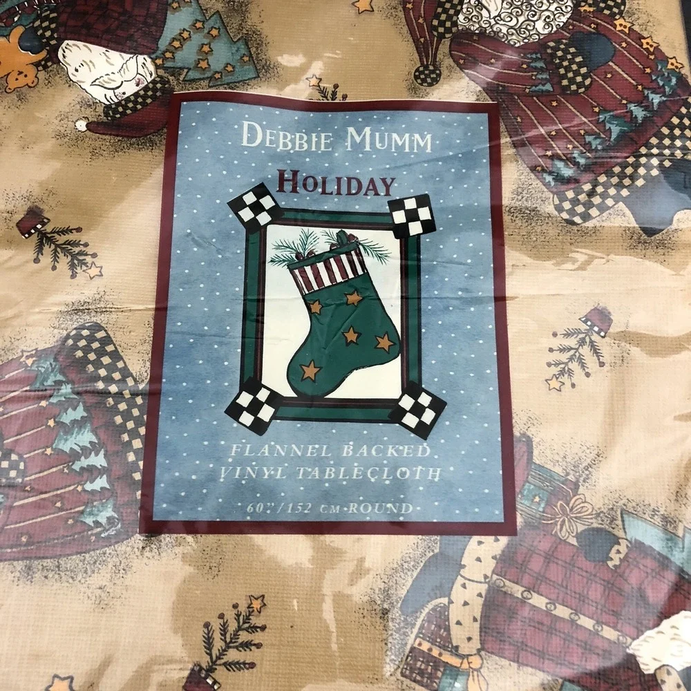 Debbie Mumm Magic Of Santa Vinyl Tablecloth Flannel Backed 60